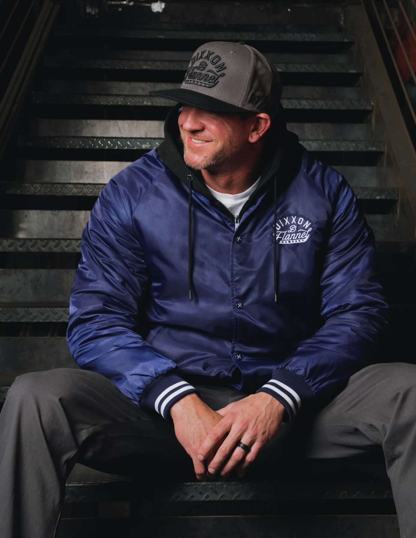 Pastime Nylon Varsity Jacket - Blue - Image 7